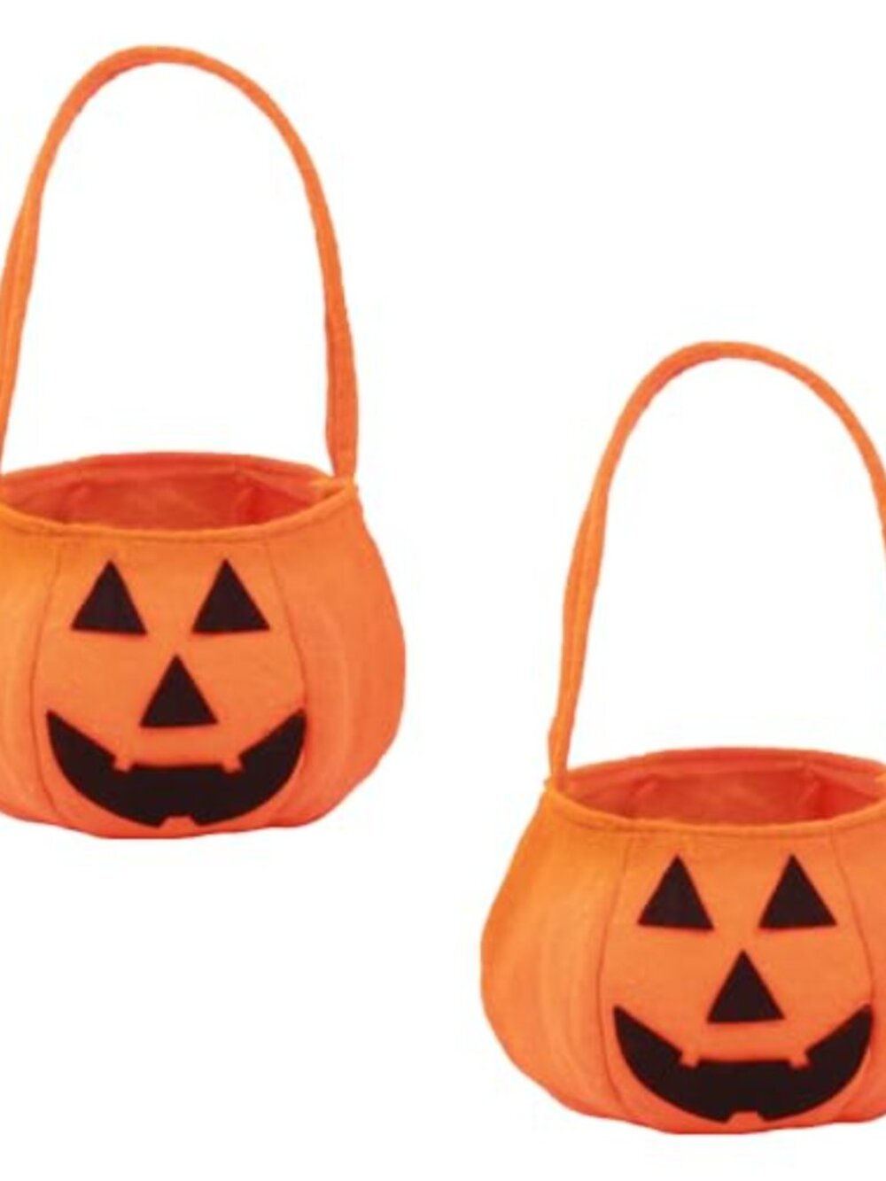 Halloween Pumpkin Trick or Treat Tote Bag Cloth with Handle 2 Pack